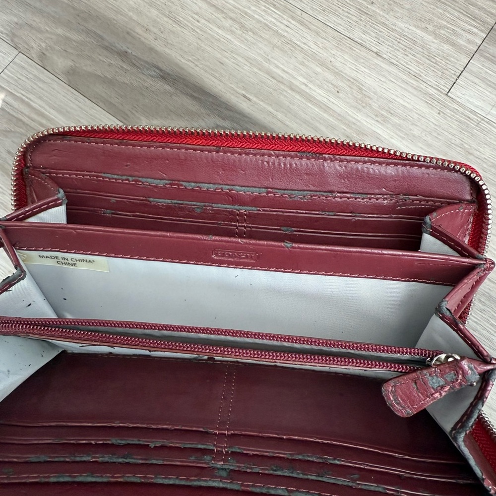 Coach Beige and Red Canvas Wallet - Picture 3 of 3